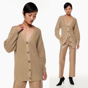 NWT Aritzia Wilfred Kazuo Wool Cardigan in Heather Gold Camel